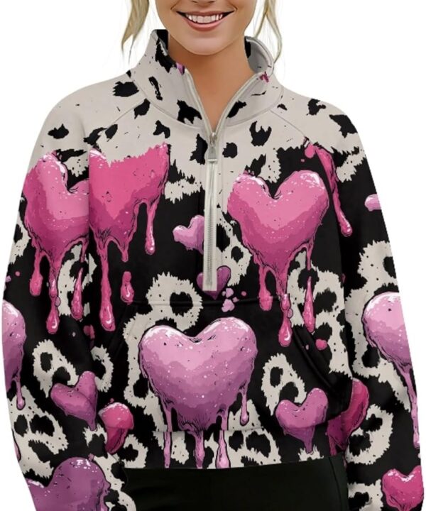 Hawapod Plus Size Half Zip Pullover Women Cropped Stand Collar Sweatshirts Thumb Holes Spring Fall Pullover For Women