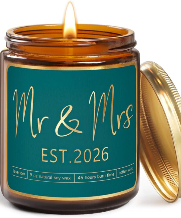 Wedding Gifts for Couples 2026,Future Mr and Mrs Gift,Bridal Shower Gifts with Candle for Bride,Unique Newlywed Gift for Couples