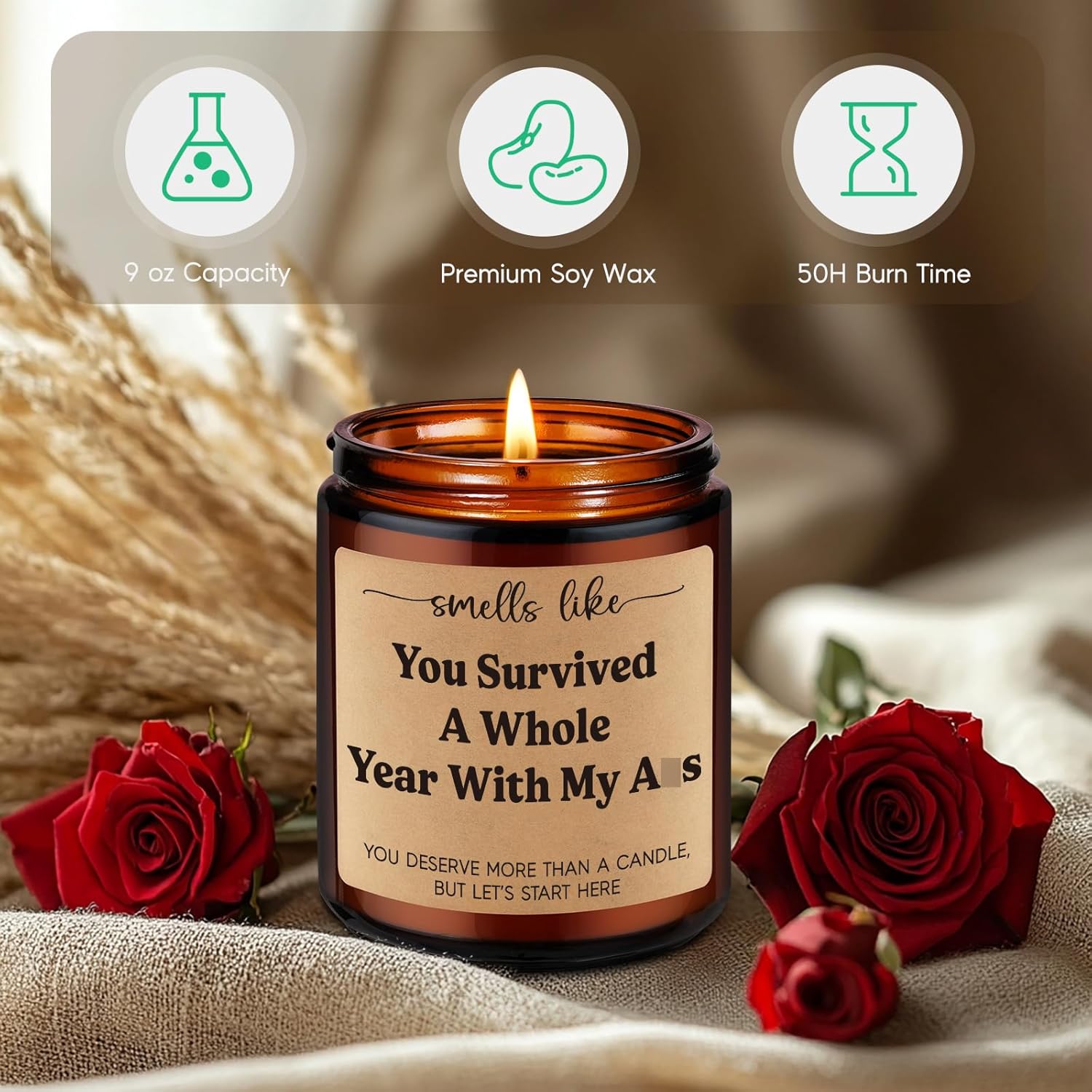 GSPY Scented Candle, 1st Anniversary Candle Gifts for Boyfriend, Girlfriend – 1 Year Paper Anniversary Happy Gifts for Couple, Him, Her – First, One Year Wedding Anniv. Presents for Husband, Wife