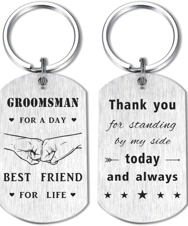 Alotozo Wedding Day Keychain - Bridal Shower Gifts for Bride Groom Groomsmen Bridesmaid Maid of Honor Father