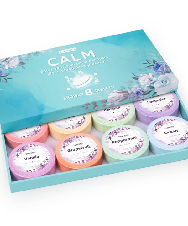 Shower Steamers 8 Pack Set Shower Bombs Tablets in Box with 8 Fragrances with Shea Butter for Self-Care & Relaxation, Idea for Christmas, Women and Men