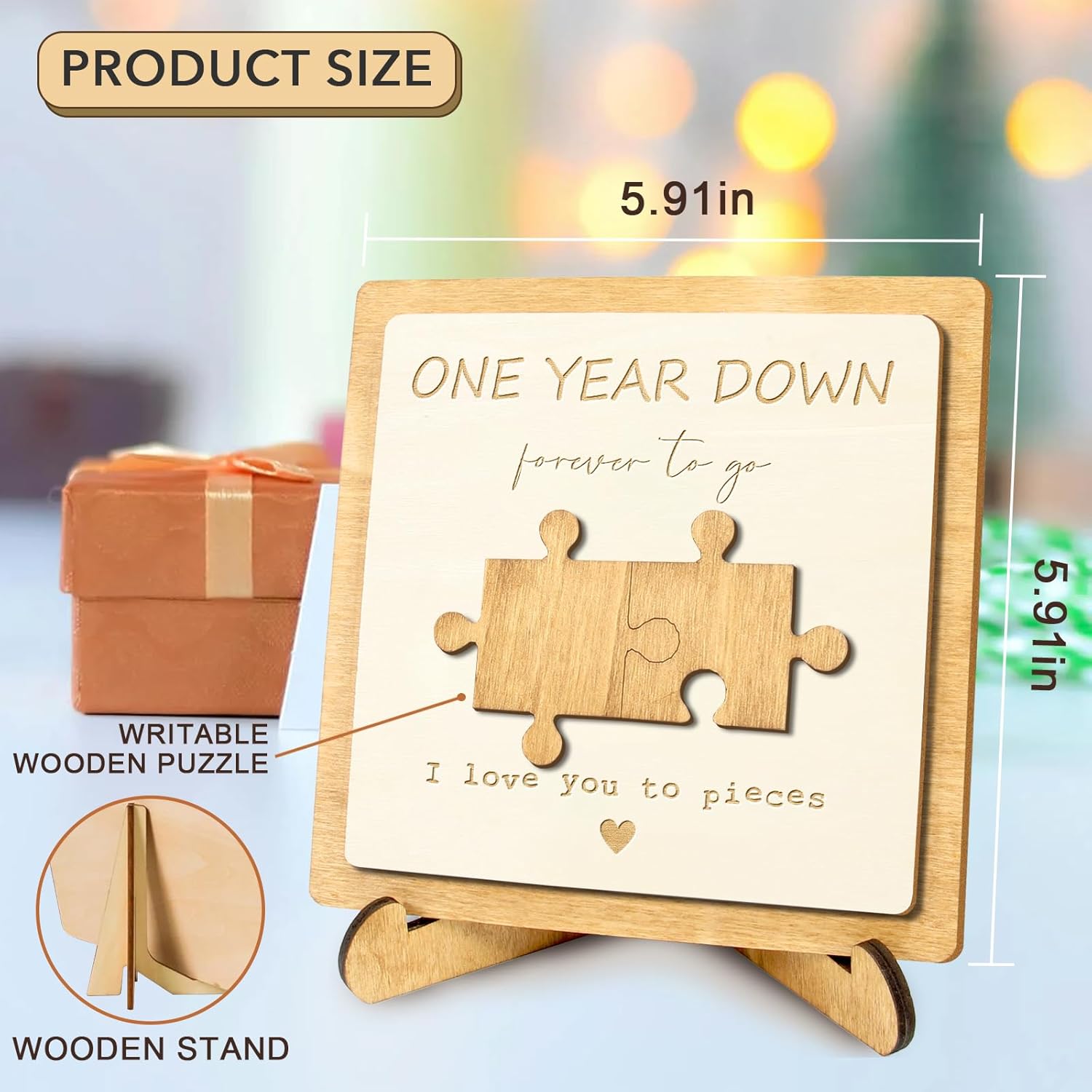 1 Year Anniversary Unique Gift for Couples | Rustic Wooden Keepsake Plaque for Home Decor | 1st Anniversary Paper Gifts for Him, Her, Boyfriend, Girlfriend, Husband, Wife on Valentines Day.