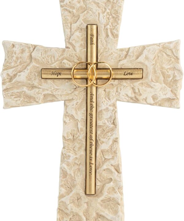 Grace4Joy Wedding Wall Cross, 10 Inches Marriage Prayer Wall Decor Religious Wedding Gifts, Hand Painted Faith Hope Love Cross Unique Gifts for Anniversary, Newlyweds Couple(Gold)