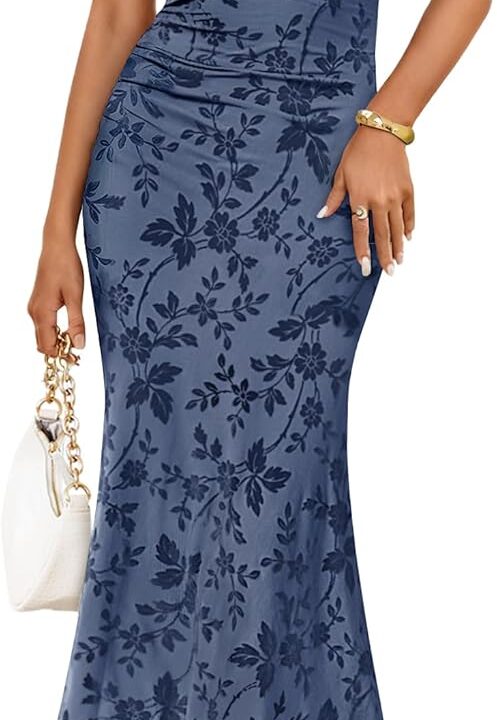 ZESICA Women's Summer Short Sleeve Floral Bodycon Dress 2026 Ruched Mesh Wedding Guest Cocktail Party Maxi Dresses