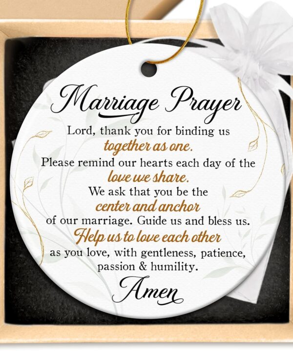 ZAGKOO Christian Christmas Wedding Gifts for Couple 2025 - Marriage Prayer Religious Wedding Gift for Newlyweds, Married Couples, Mr Mrs, Bride Groom - Bridal Shower Gift - Ceramic Ornament Decoration