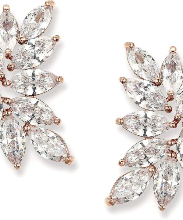 SWEETV Bridal Wedding Earrings for Brides Bridesmaid, Marquise Cubic Zirconia Rhinestone Cluster Earrings for Women, Prom