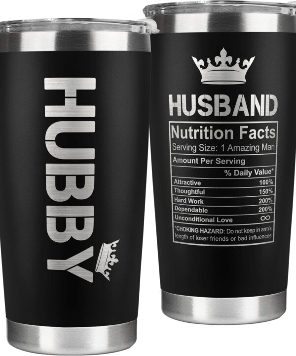 Gifts for Husband from Wife - Wedding Anniversary for Him, Valentines Day, Fathers Day, Birthday Gifts for Him - Present for Husband from Wife - 20 Oz Black Stainless Steel Tumbler
