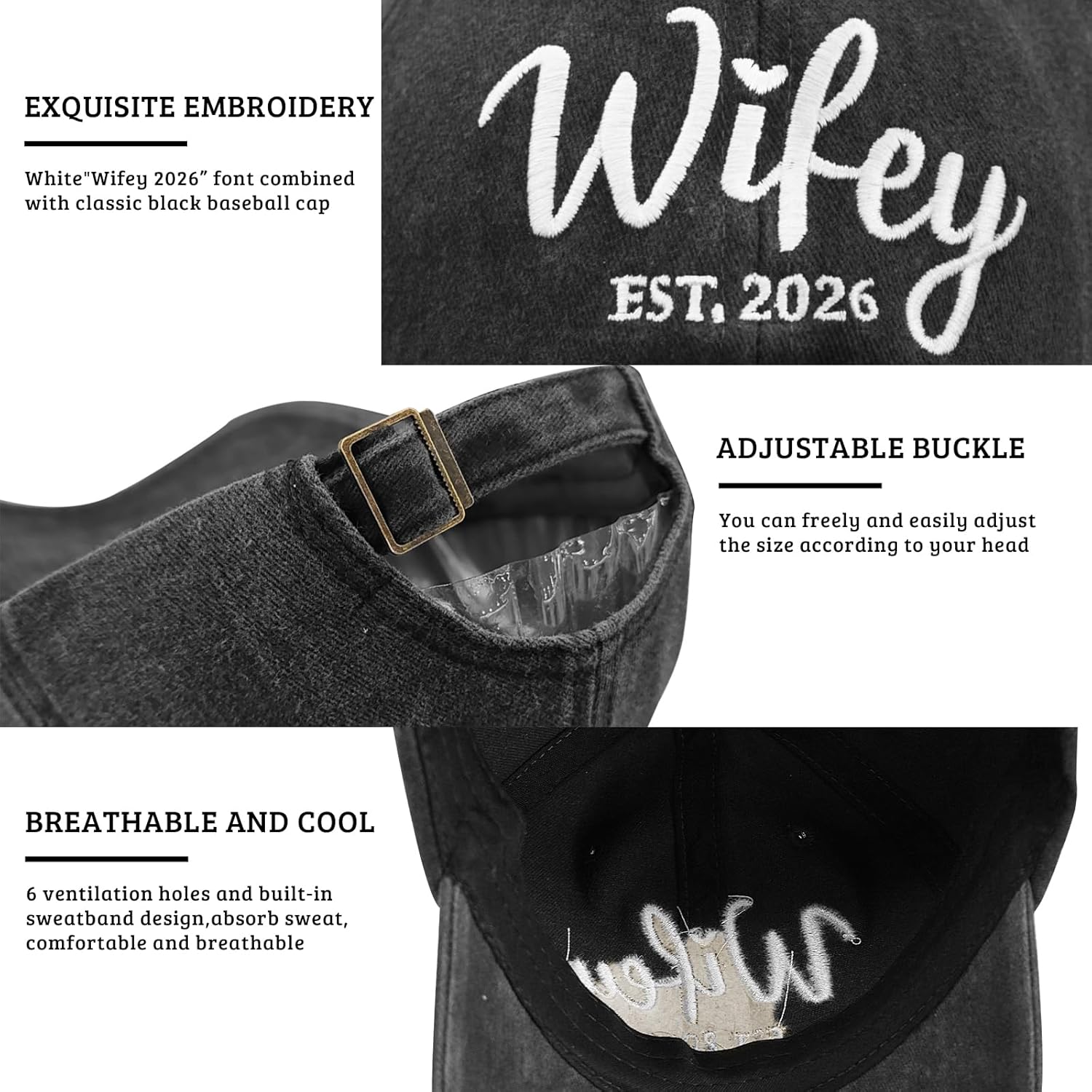 Hubby and Wifey Hats for Mr and Mrs, Engagement Anniversary Honeymoon Wedding Gifts Newlyweds Couples Baseball Cap