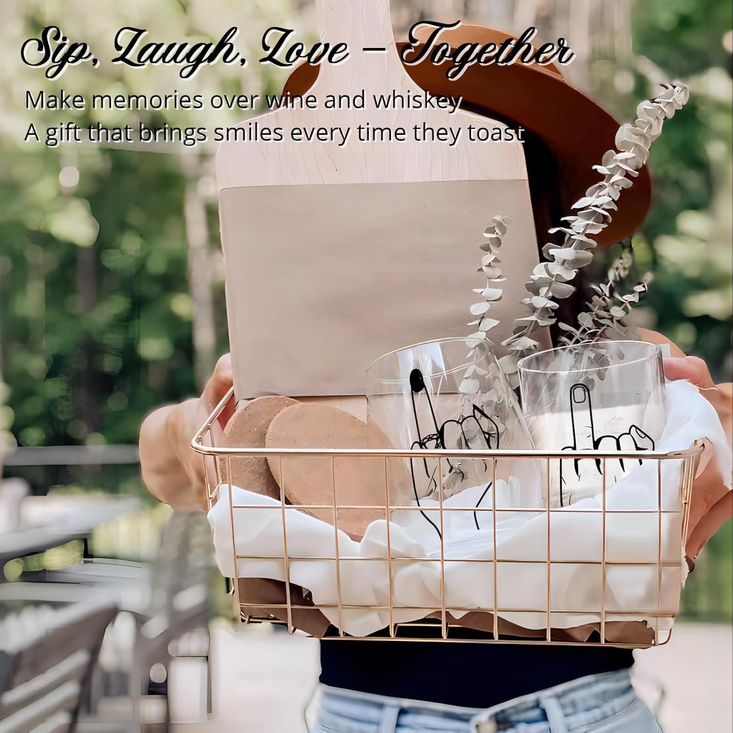 Funny Engagement/Wedding Gift for Couples Ring Finger Wine and Whiskey Glass SetCool Bridal Shower/Bachelorette Gift for Bride Groom, Newlyweds,Just Married,Mr and Mrs for Valentines Day