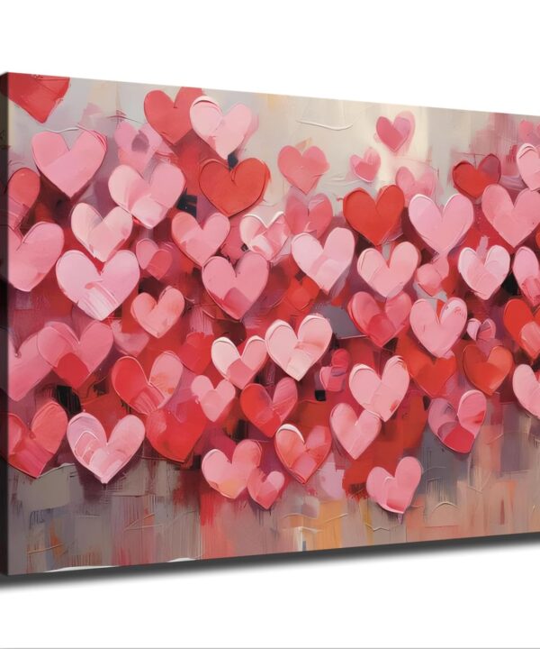 Modern Pink Heart-shaped Valentine's Day - Love and Romance Poster Wall Art Canvas Print Picture Home Bedroom Decor Present Frameless and Framed (2436inch Unframed)