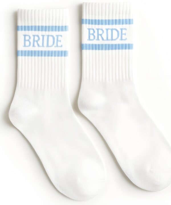 xo, Fetti Bride Socks, White + Blue | Bride To Be Something Blue Gift, Bachelorette Decorations, Wedding Day Slippers, Bridal Footwear Gift