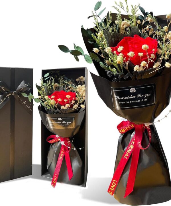 Preserved Roses in a Box, Forever Real Flowers, Single Eternal Red Rose Bouquet in Gift Box - Preserved Roses Gifts for Women, Girlfriend, Valentine's Day, Christmas Day