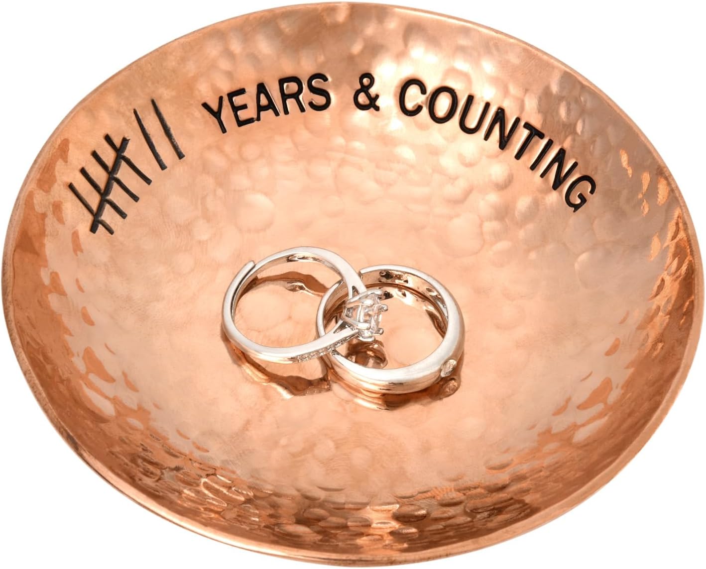 CEELGON 7th Wedding Anniversary Copper Gifts 4 Engraved Jewelry Tray Copper Decorative Dish for Couples Wedding Gift for Him or Her