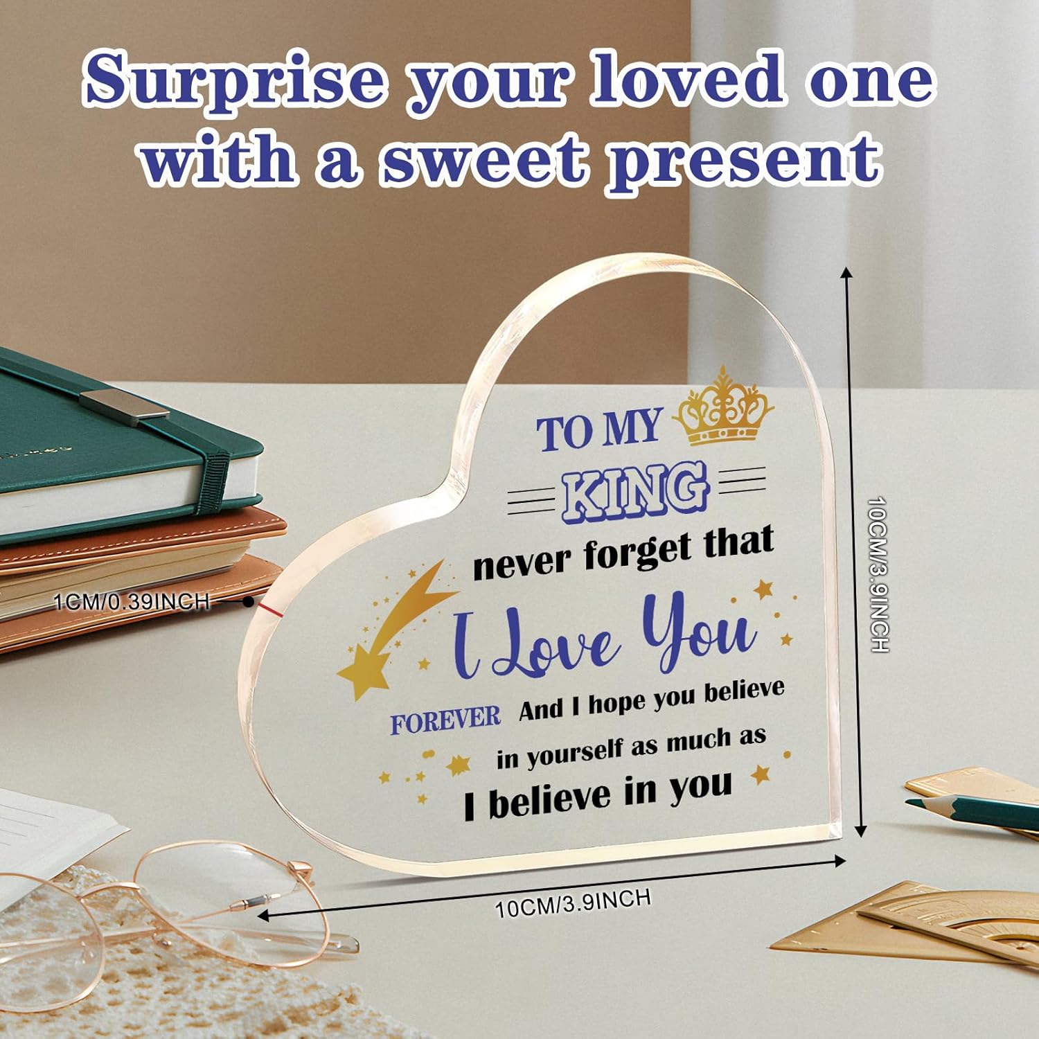 Christmas Husband Gifts, Gifts for Husband from Wife, Husband Birthday Gift, Anniversary Valentines Gifts for Him,Christmas Anniversary for Husband Boyfriend Acrylic Heart Plaque