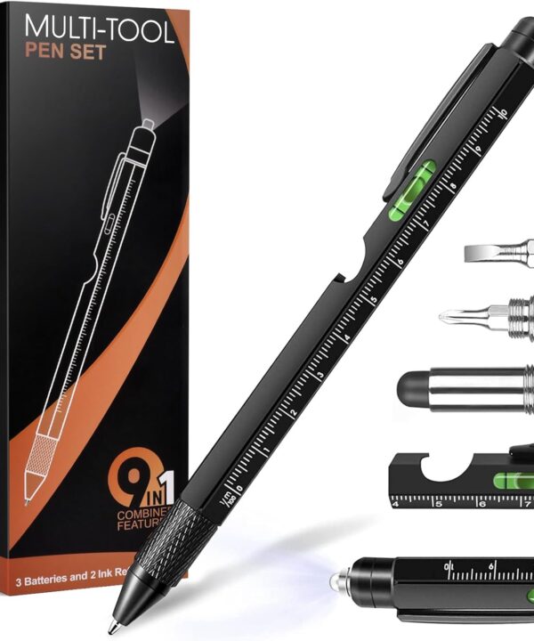 Gifts for Men, Mens Valentines Day Gifts for Him Husband, 9 in 1 Multitool Pen, Cool Tools Gadgets Birthday Stocking Stuffers for Men, Fathers Day Dad Presents from Daughter Son