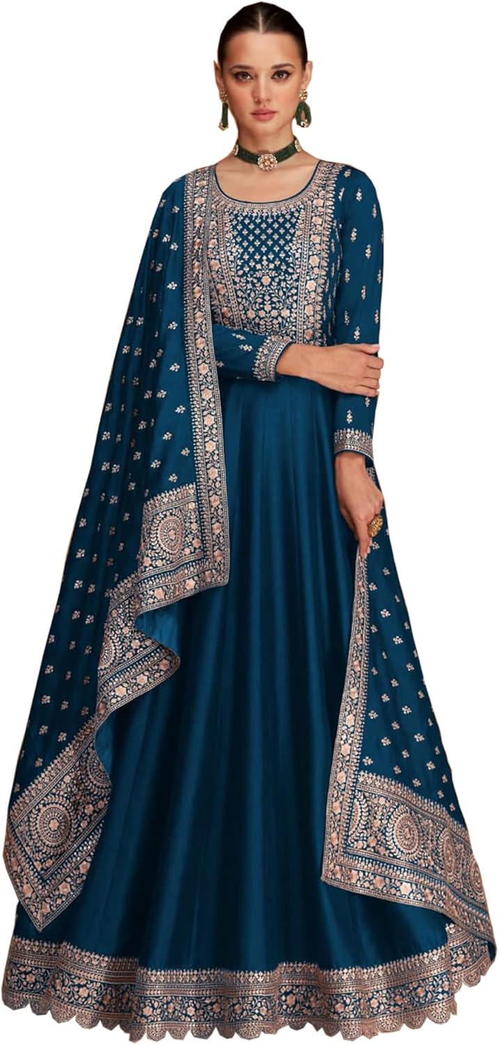 Wedding Reception Wear Beautiful Designer Anarkali Gown Suits Indian Stitched Shalwar Kameez Dresses