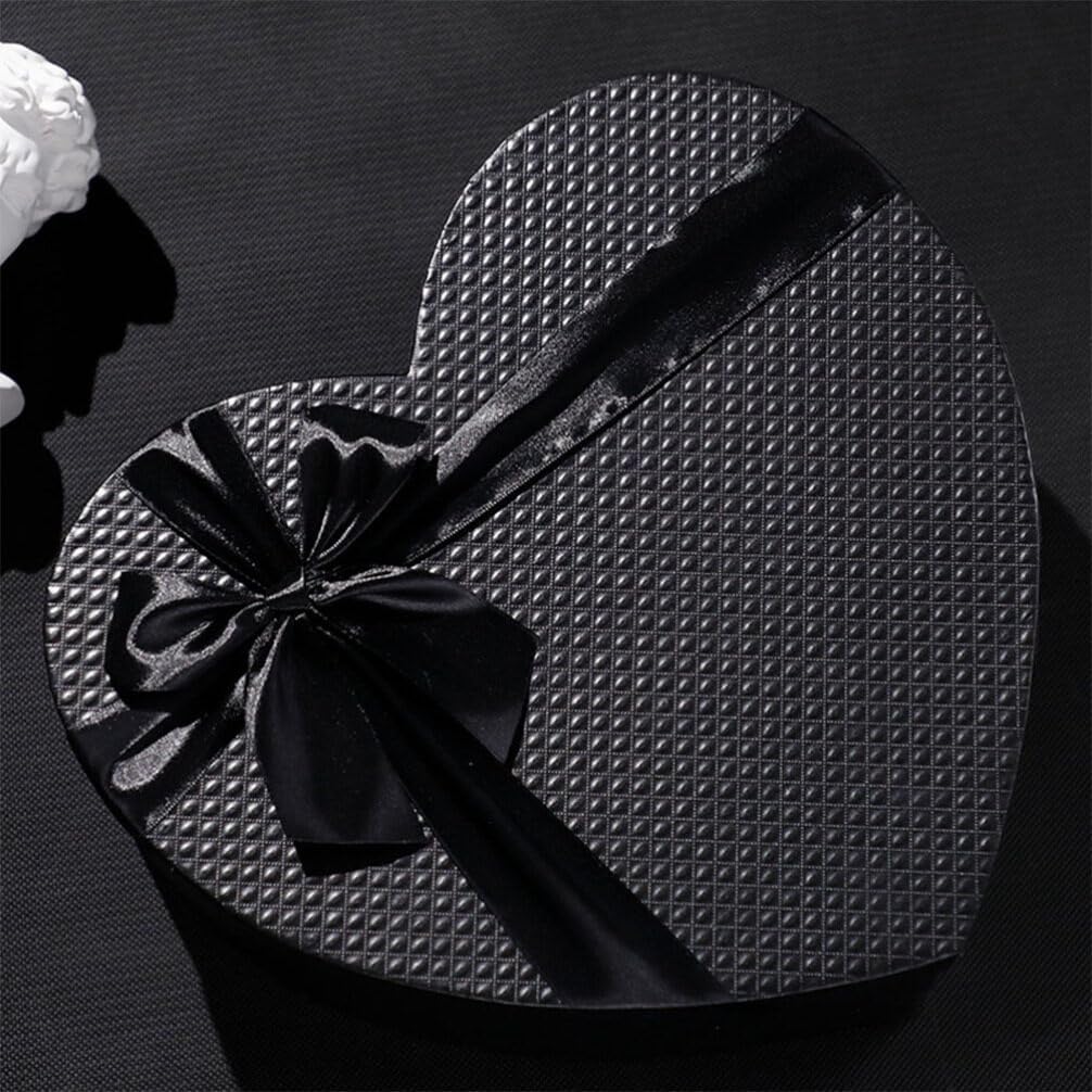 Mobestech Black Heart Shaped Box with Lid 9.05X7.87X3.54 Inches for Flower Arrangements Valentine S Day Wedding Presents Packaging