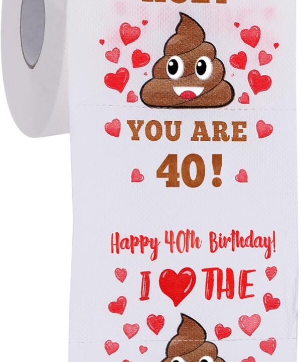 40th Birthday Gifts for Women, Men, Her, Him - Happy Prank Toilet Paper - 40th Birthday Decorations, Party Supplies Favors - 40 Years Old Funny Gag Gift Ideas, Novelty Bday Present for Friends, Family