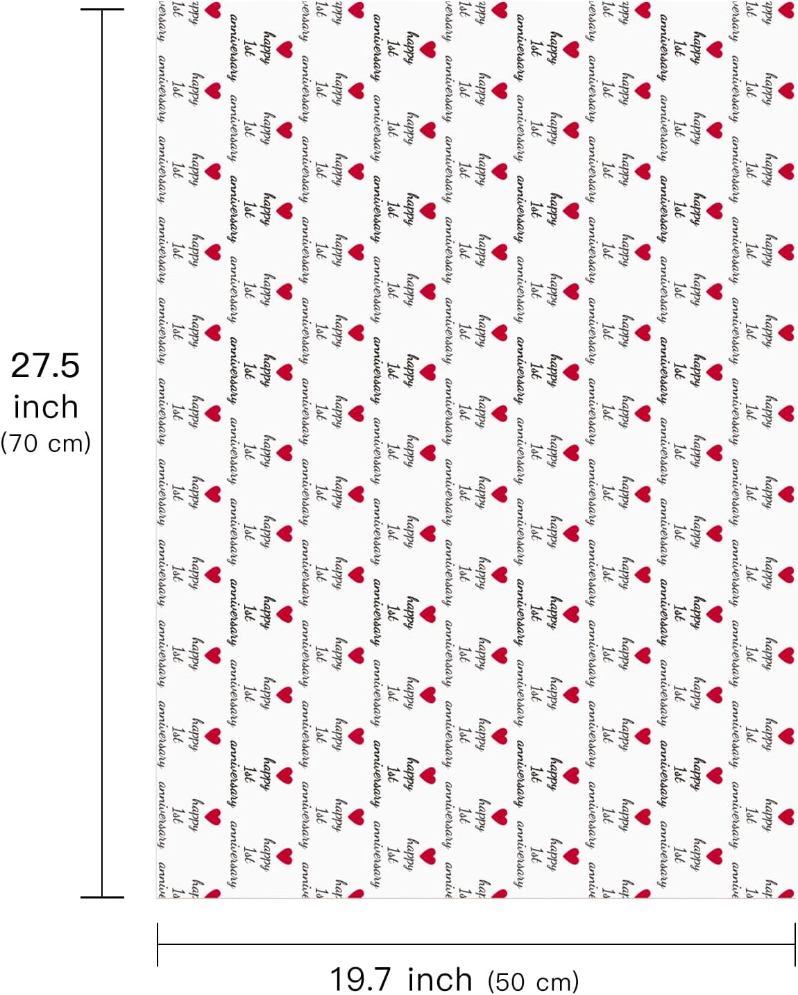 WRAPAHOLIC Anniversary Wrapping Paper Sheet – 6 Sheets 1st Anniversary Design Folded Flat for Husband, Wife, Boyfriend, Girlfriend, Birthday, Valentines Day – 19.7 Inch X 27.5 Inch Per Sheet