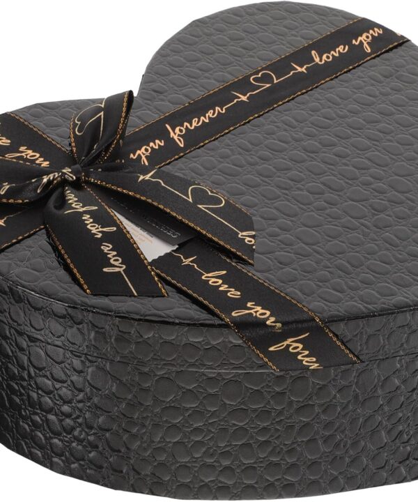 SHINEOFI Black Heart Shaped Box 9.06X6.89X3.54 Inches Valentine S Day Wedding Birthday Present Box for Jewelry Chocolates Flowers Packaging