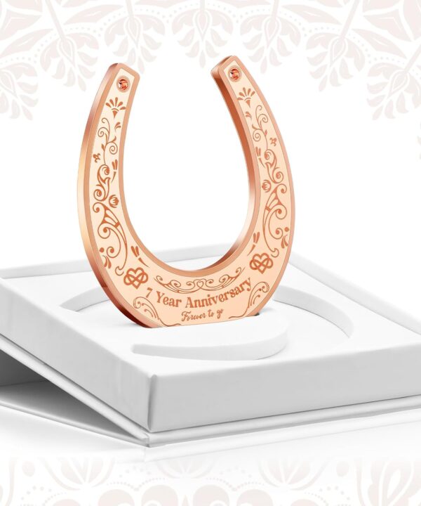 Rtteri 7 Year Anniversary Copper Gifts for Him/her 7th Anniversary Wedding Gift for Couple Lucky 7 Years of Marriage Horseshoe 7th Wedding Copper Gifts with Box for Women Men Couple