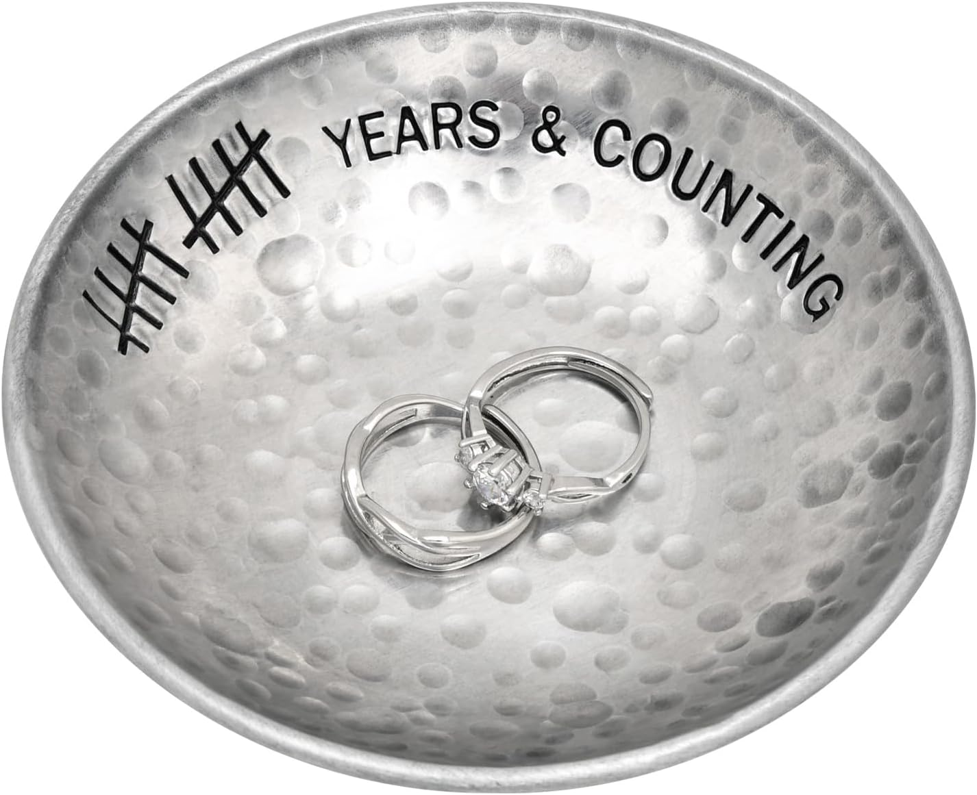 CEELGON 10 Year Wedding Anniversary Tin Gifts – 4 Tin Jewelry Tray Engraved Aluminum Decorative Dish for Couple