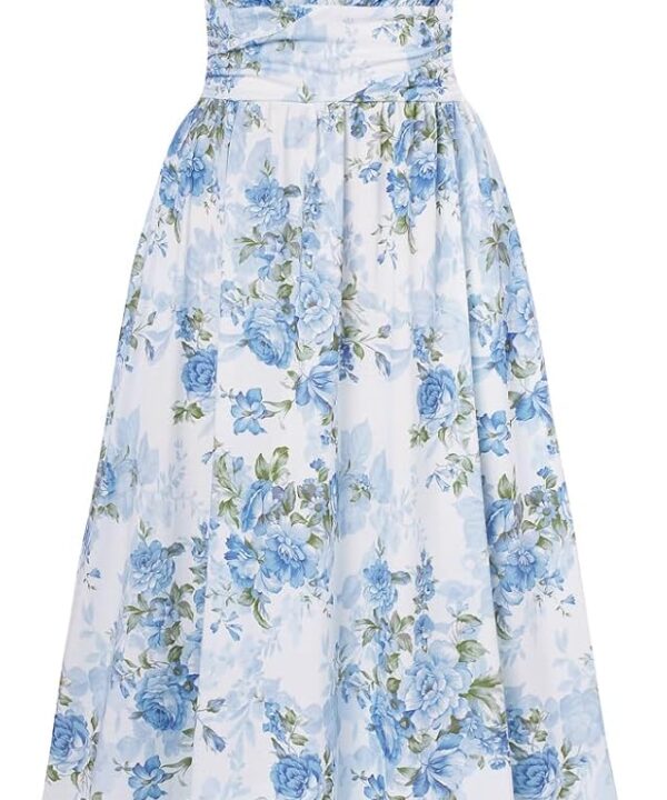 GRACE KARIN 2025 Women's Summer Floral Print Dress Sleeveless Casual Flowy Sundress A Line Ruffle Wedding Guest Outfit