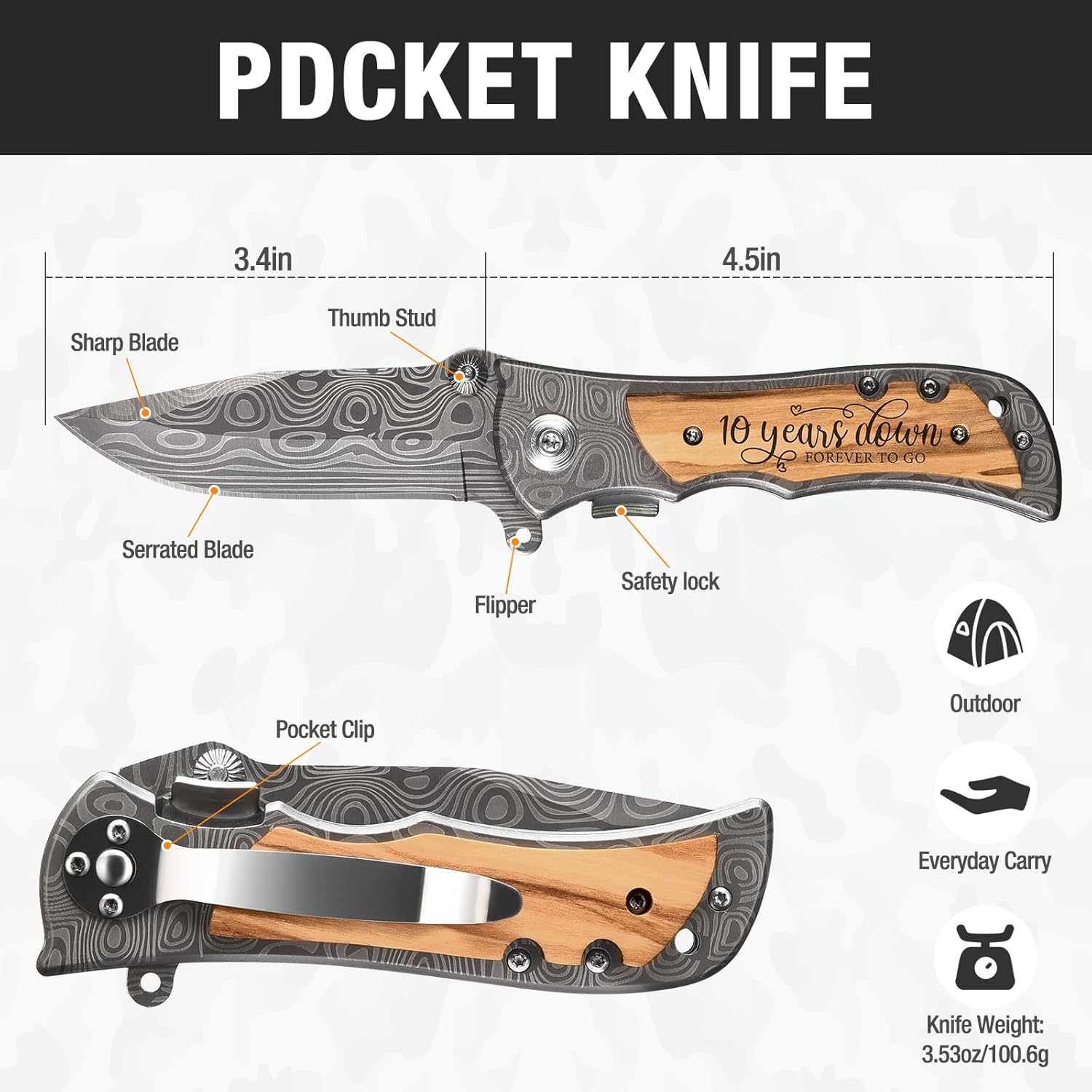 10 Years Anniversary Keepsake for Him Gifts, 10th Wedding Anniversary for Men, Tenth Tin Aluminum Anniversary Marriage Presents for Husband