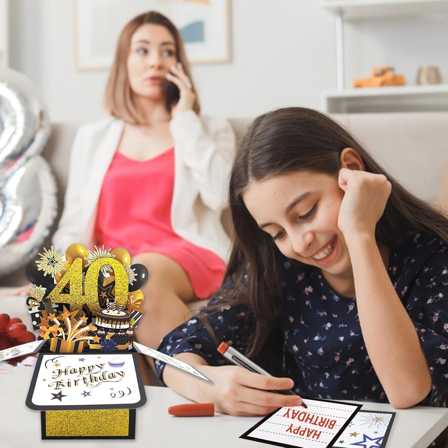 Asmallgf Happy 40th Birthday Pop-up Card for Mom Dad, Cool Splendid Forty Bday 3D Greeting Card for Husband Wife, Best 40 Year Old Birthday Gift Ideas for Men Women