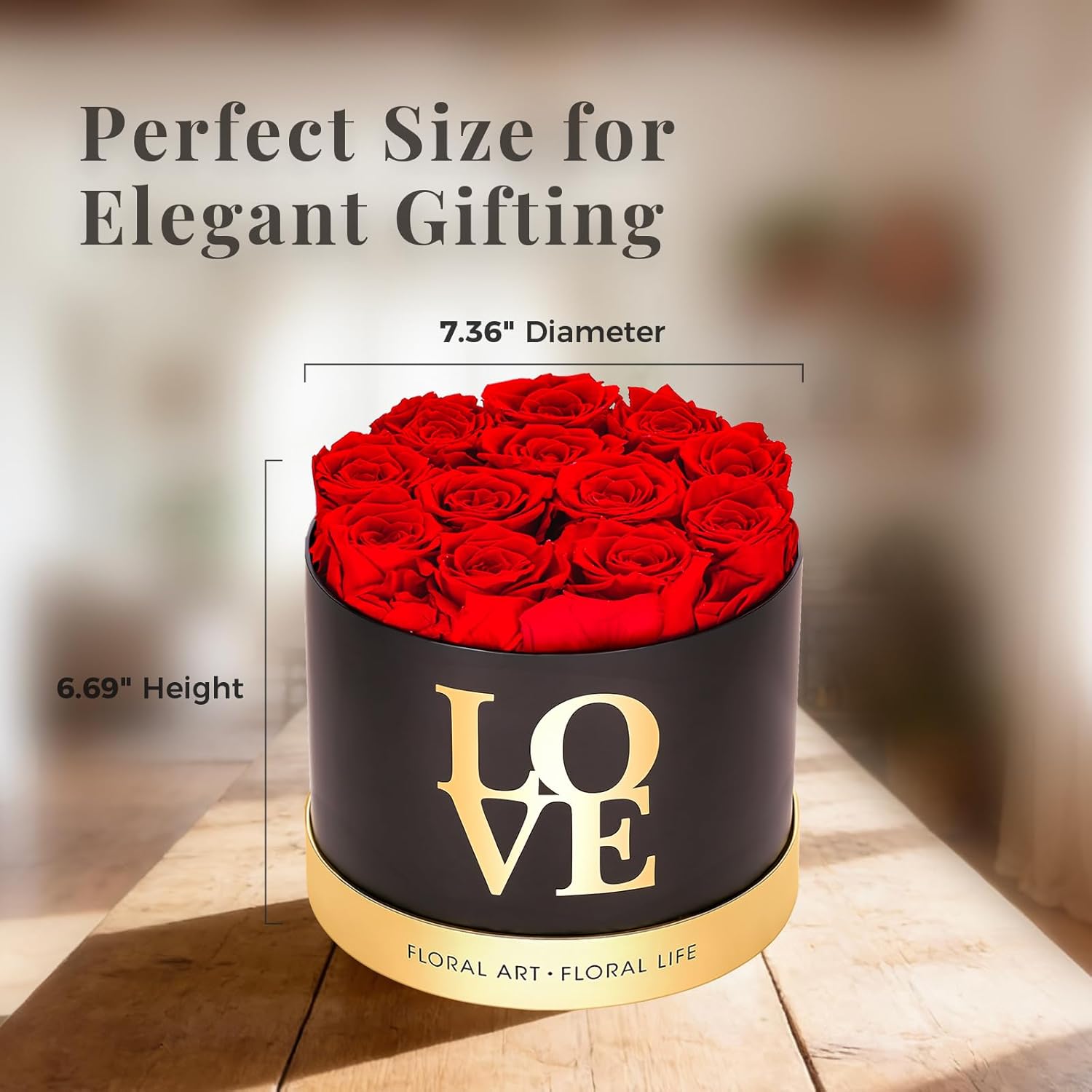 Graclect Preserved Roses in a Box 12 Real Forever Flowers, Luxury Round Flower Gift for Her, Elegant Red Roses for Valentines Day, Anniversary & Home Dcor