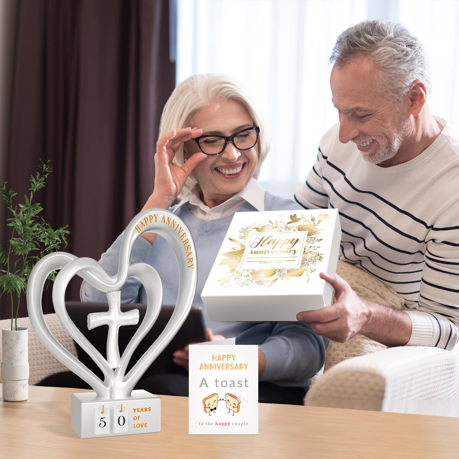 Wedding Anniversary Heart Sculpture Gifts Best for Couple Parents Wife Husband Unique 10th 25th 50th Anniversary Wedding Gift Ideas