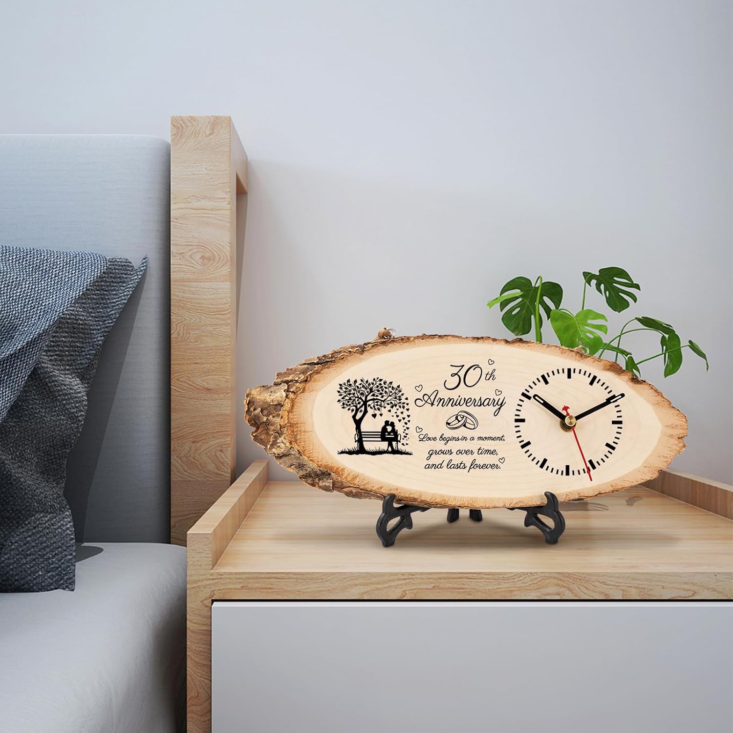 BeauGift 30th Anniversary Wood Gifts for Husband Couples, 30th Wedding Anniversary Keepsake Gifts for Him Her, 30 Years Anniversary Marriage Gift Ideas Wooden Clock