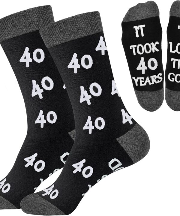 40th 50th 60th Birthday Gifts For Him, Men 40th 50th 60th Birthday Decorations, Cool Gifts Funny Crews Black Cotton Socks