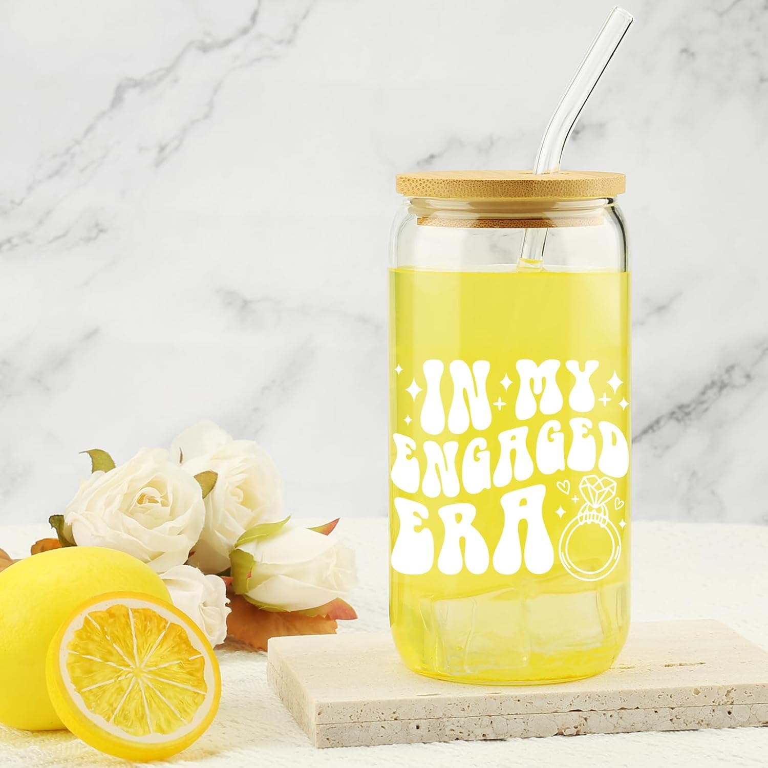 Engagement Gifts, In My Engaged Era Glass Cup, Future Bride Gift Ideas, Bridal Shower Gift for Her, Wedding Gifts for Best Friend – Newbride, Fiance Present – Bride to Be Tumbler – Present for Her