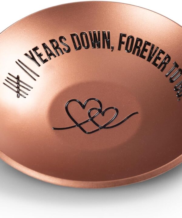 7 Year Anniversary Copper Gifts for Her/Him, 7th Wedding Anniversary for Wife Husband, 4" Ring Holder Dish Jewelry Tray - Personalized Seven Years Decorations Ideas Copper Gift for Men Women Couple