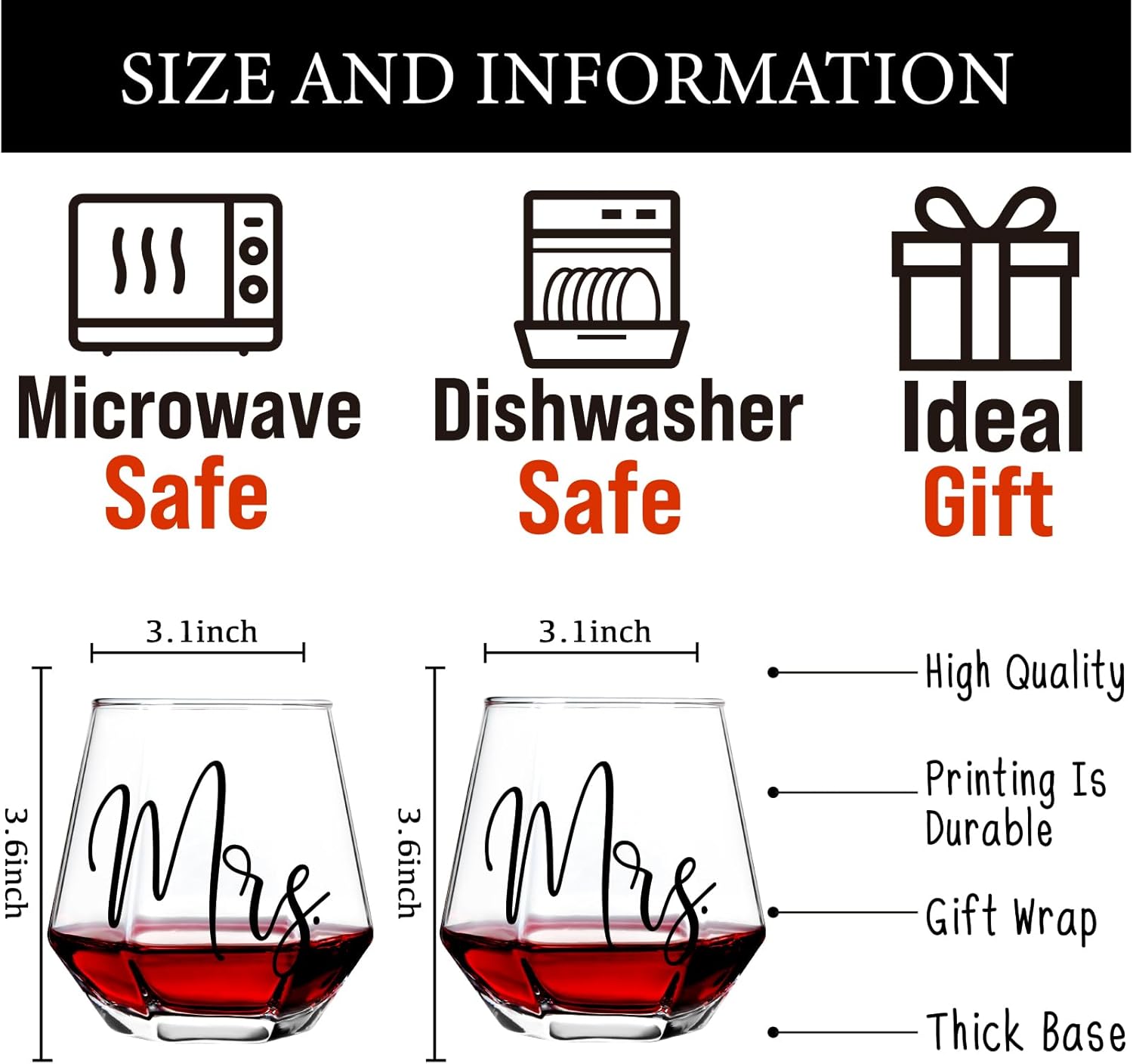 Mrs and Mrs Wine Glass Set of 2, Lesbian Couple Idea for Girlfriend, Engagement Gifts for Couples, Birthday Anniversary Valentines Day Gifts for Newly Engaged Couples Her Wife Girlfriend