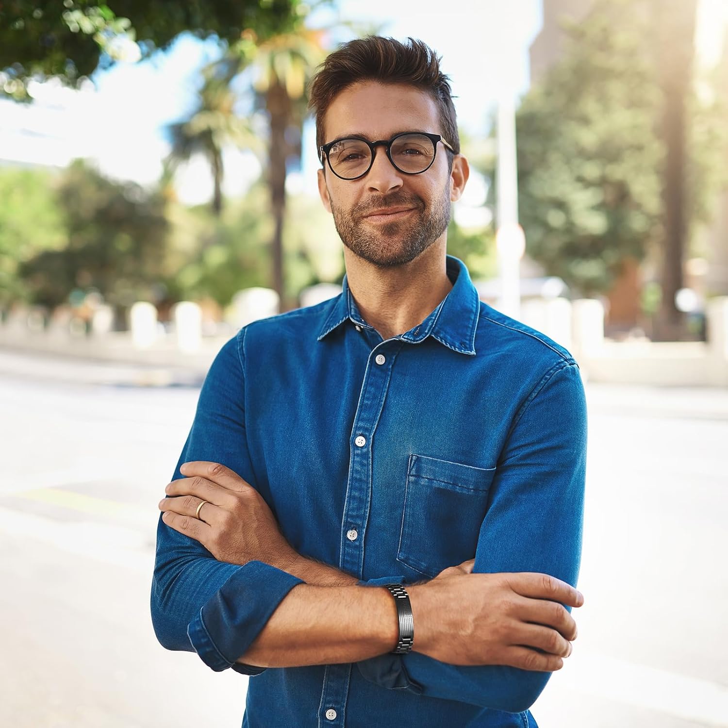 Valentines Gifts for Him Men Husband Boyfriend Son, Stainless Steel American Flag Watch Link Bracelet Unique Birthday Anniversary Jewelry Gifts for Men