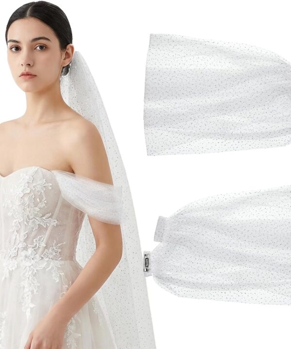 2 Pcs Detachable Sleeves for Wedding, Women's Long Tulle Sleeves Removable Puff Sleeve for Wedding Dresses Prom Evening Gowns