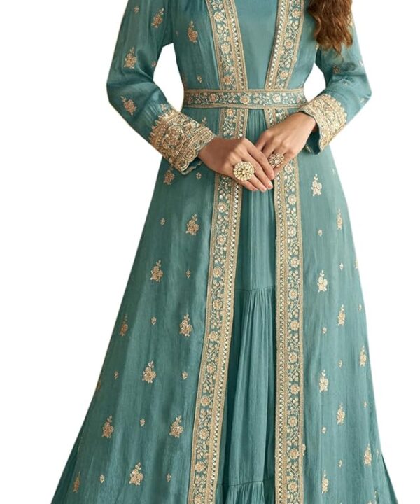 The kurti bazaar Indian Designer Pakistani Style Ready to Wear Stitched Anarkali Gown Suits for Wedding