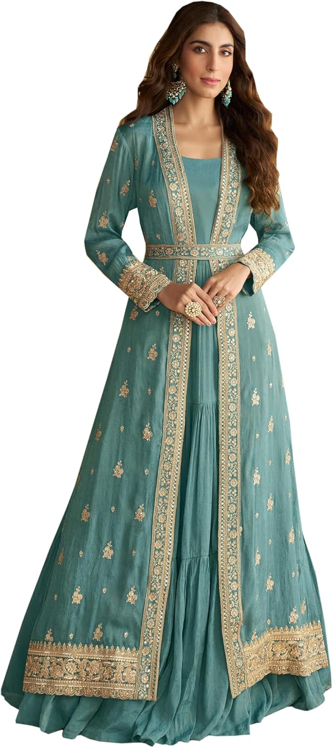 The kurti bazaar Indian Designer Pakistani Style Ready to Wear Stitched Anarkali Gown Suits for Wedding