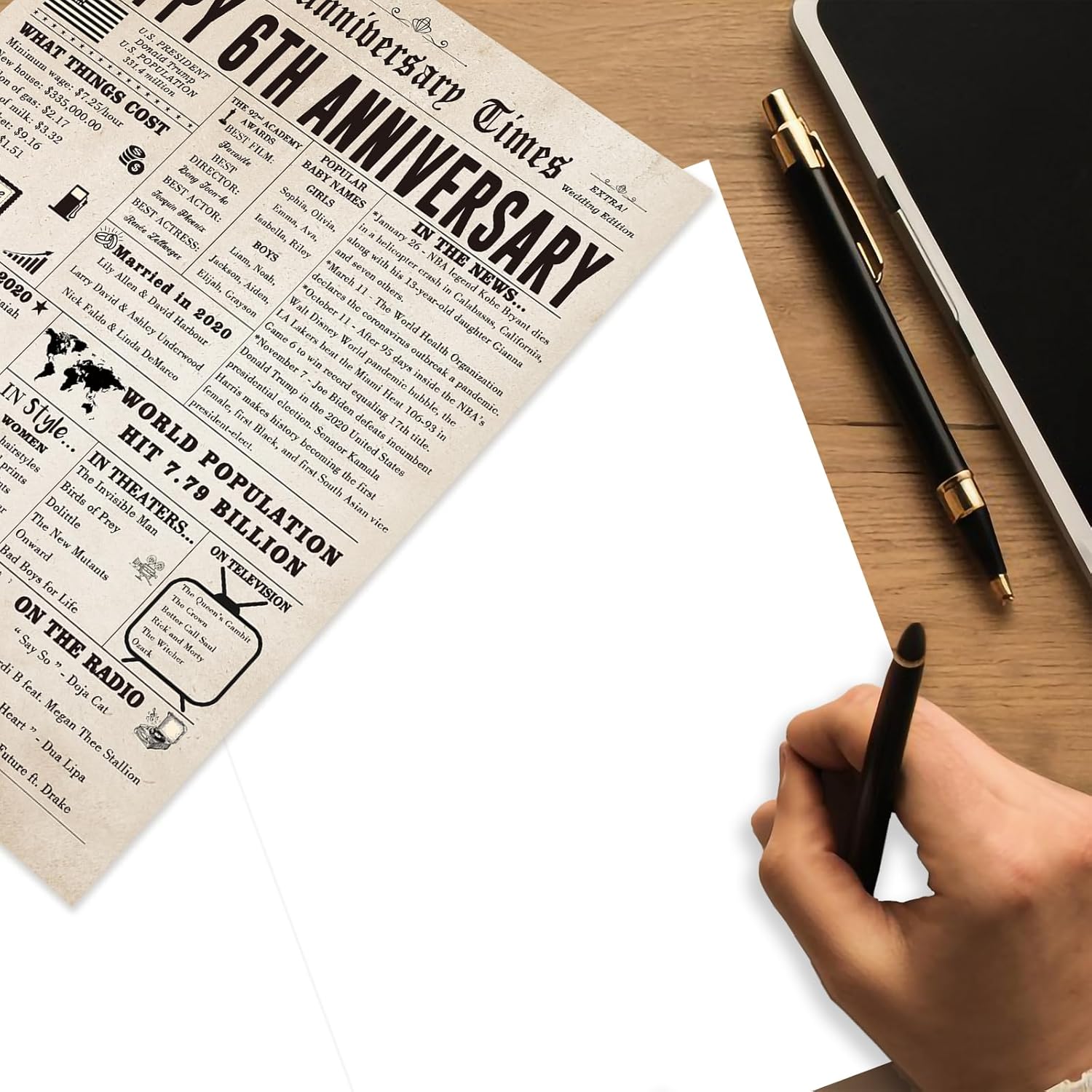 Jumbo 6th Anniversary Card for Him Her, Vintage 6 Years Wedding Anniversary Card Gifts for Husband Wife, Funny Iron Anniversary Pun Card for Women Men