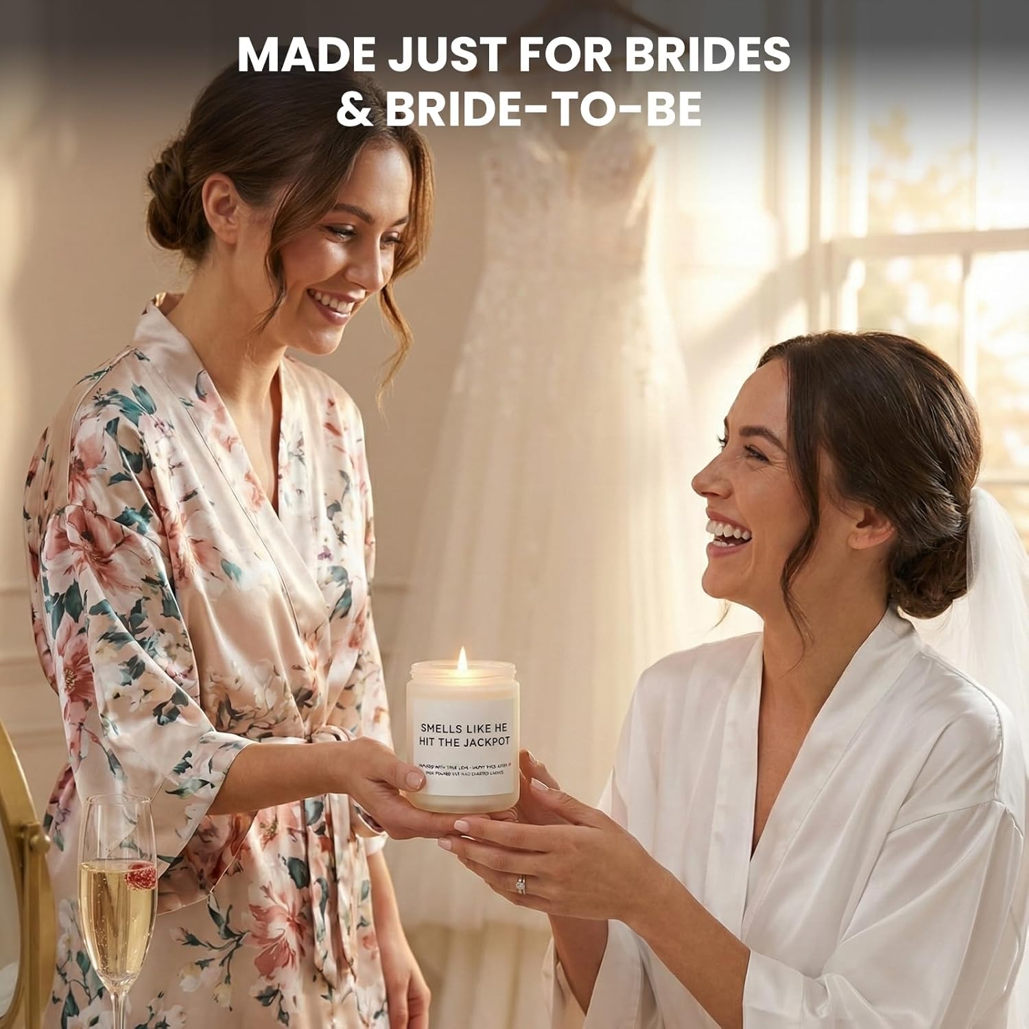 Funny Bridal Shower Gifts for Bride, Engagement Gifts for Women, Couples & Her, Bride to Be, Bachelorette Party Gift Ideas, Wedding Day Gift, Smells Like He Hit The Jackpot Candle