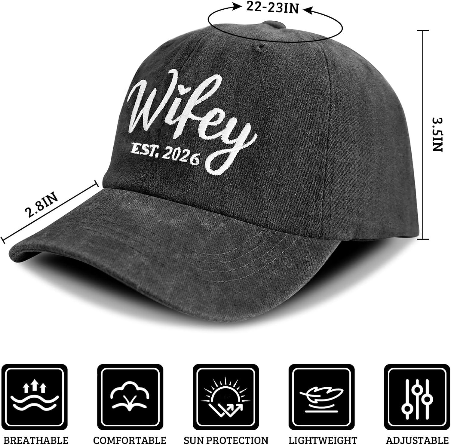 Hubby and Wifey Hats for Mr and Mrs, Engagement Anniversary Honeymoon Wedding Gifts Newlyweds Couples Baseball Cap