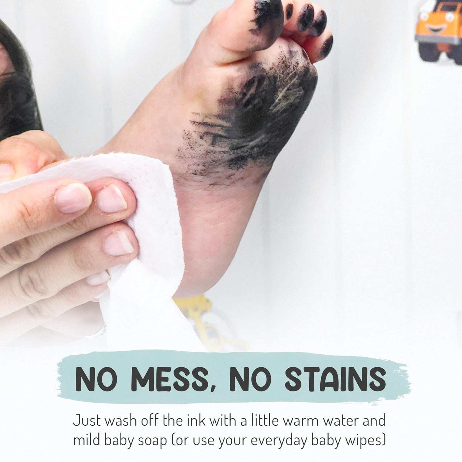 Baby Hand and Footprint Kit by Forever Fun Times | Get Hundreds of Detailed Prints with One Baby Safe Ink Pad | Easy to Clean, and Works with Any Paper or Card | Clean and Safe (Small Black)