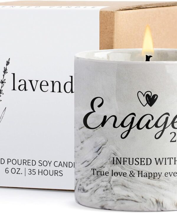 Engagement Gifts - Gift for Newly Engaged Couples, Fiance Gifts for Women, Bridal Shower, Wedding Bride Gift - Engaged Present 6 Oz Engaged 2026 Lavender Ceramics Candle