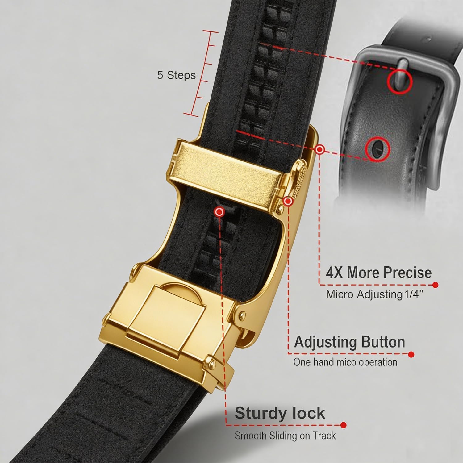 Barry.Wang Mens Ratchet Leather Belt 1 3/8 Adjustable Buckle Slide Click Casual Dress Golf Jeans Business Classic