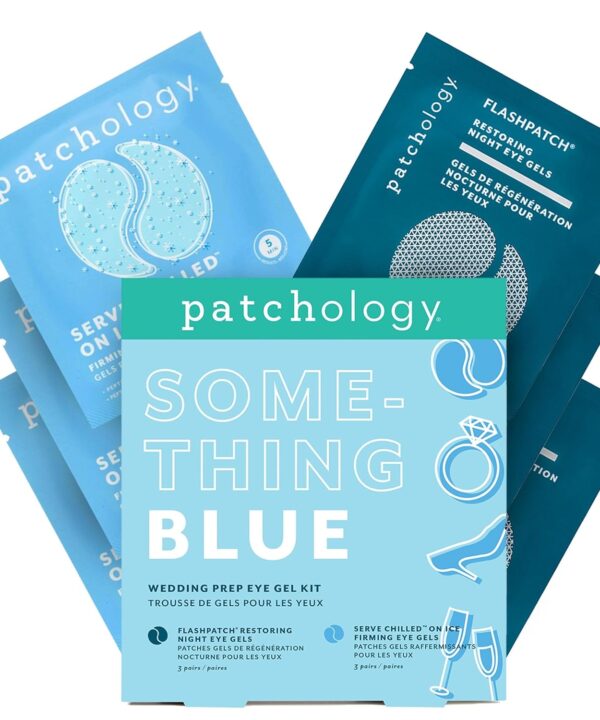 Patchology Bridal Shower Gift Box  Something Blue Cooling Under Eye Patches for Brides & Bridesmaids, Depuffing & Firming Gel Masks with Peptides & Bakuchiol  Wedding Skincare Gift Set