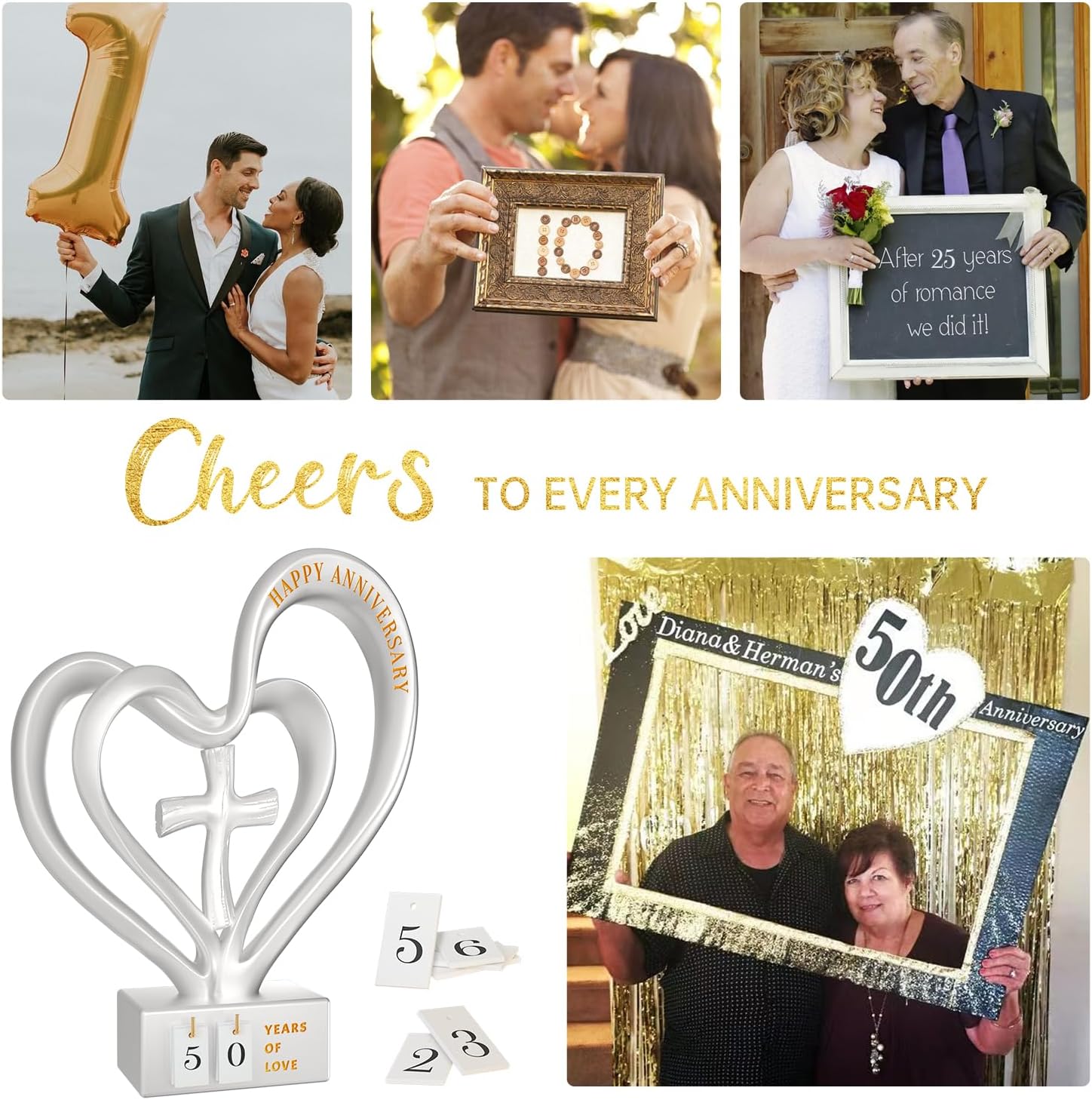 Wedding Anniversary Heart Sculpture Gifts Best for Couple Parents Wife Husband Unique 10th 25th 50th Anniversary Wedding Gift Ideas