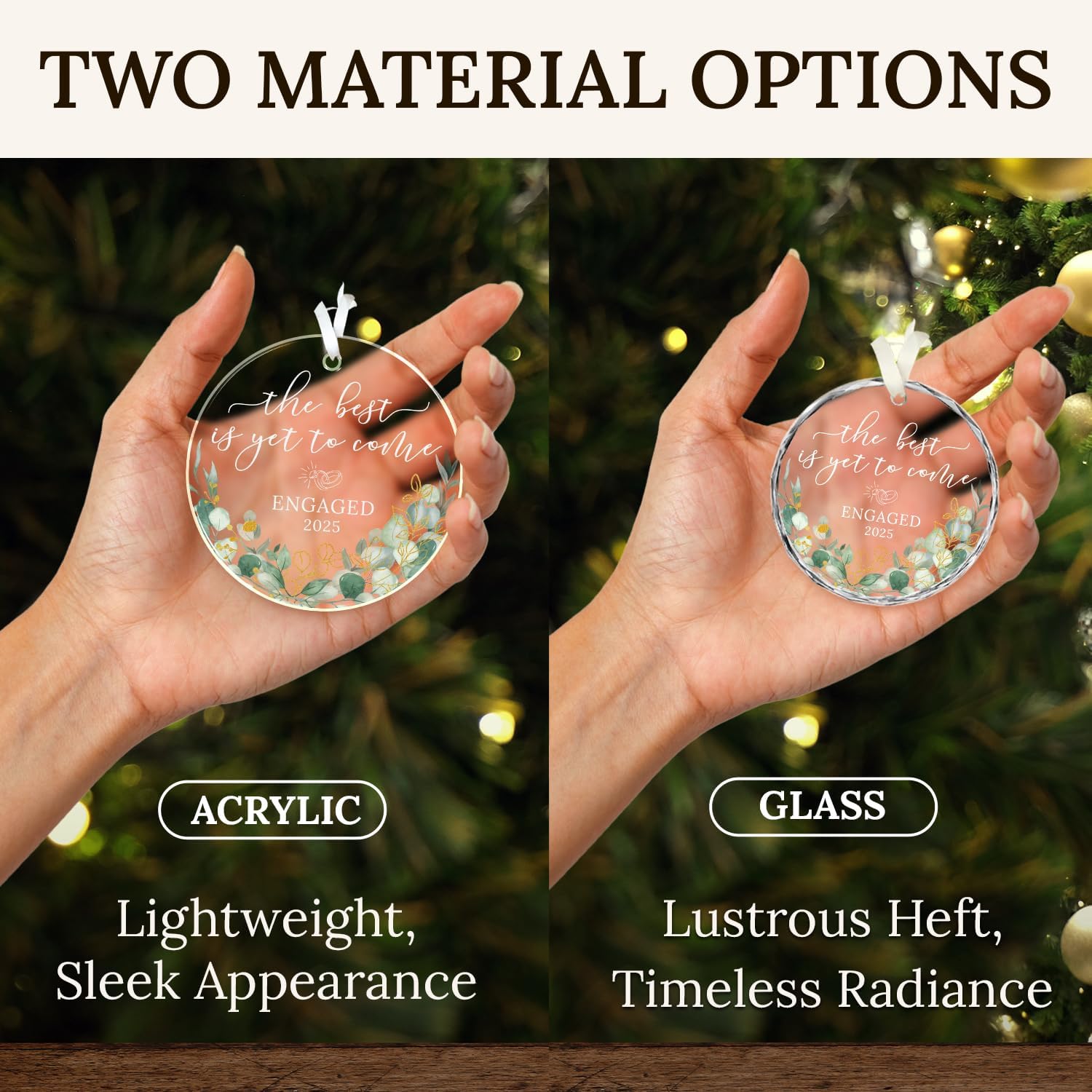 HEXMOZ Engagement Gifts for Couples – Engagement Gift for Newly Engaged Couples, Women, Fiance, Her – Bride to Be Gifts, First Christmas Just Engaged Acrylic Ornament 2025 – Party Decorations