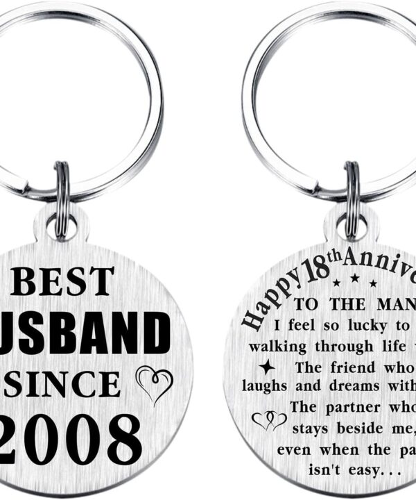TANWIH 18th Wedding Anniversary Keychain Gifts, 18 Year Anniversary Decoration